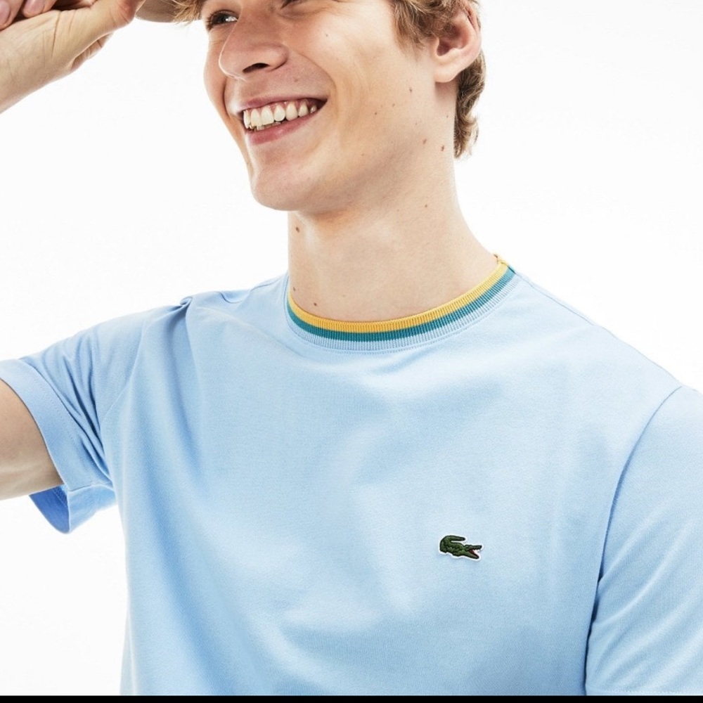 LACOSTE Striped Crew Neck Cotton Jersey T-shirt